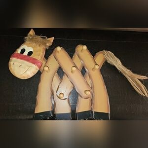 Accordion Wooden Children's Horse Pony Coat Rack With 7 Pegs